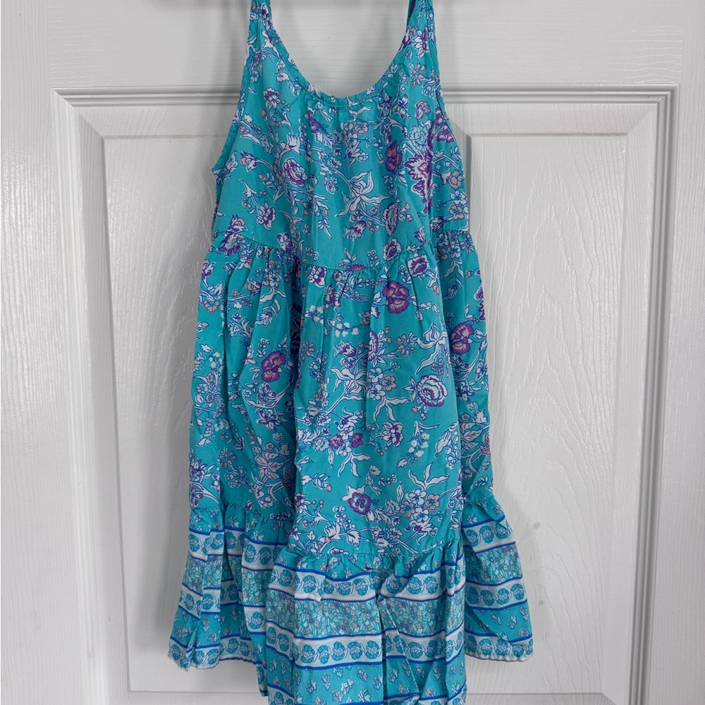OshKosh B'gosh Turquoise Floral Dress with Purple and White Print